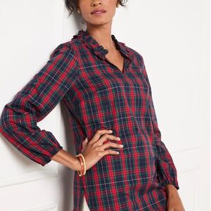 TALBOTS Ruffle Neck Cotton Tunic size L